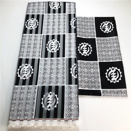 High quality Organza silk fabric 4yards+2 yards ribbon silk material digital african print silk fabric for dress