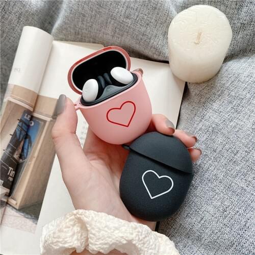 Kjoew Love pattern Protective Case For Google Pixel Buds 2 Simple Pink Black Earbuds Earphones Cover For Google Pixel Buds 2
