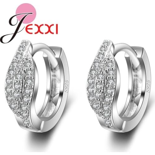 Full Clear Micro Crystal Stamped S925 Sterling Silver Samll Hoop Earrings For Women Wedding Jewelry Accessories Wholesale