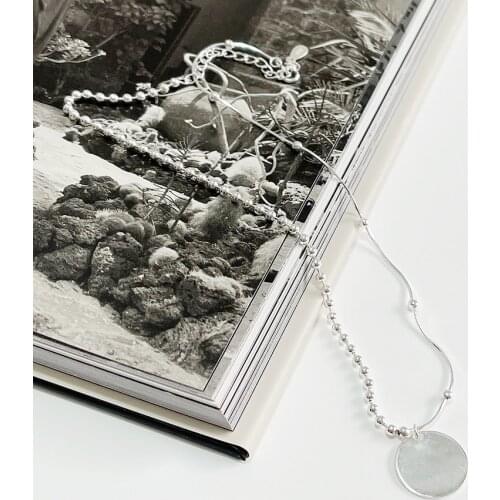 925 Sterling Silver Round Bead Chain Necklaces Simple Designer Pendant Geometric Gift For Women Aesthetic Accessories Jewellery