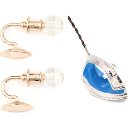 1/2 Pieces Metal 1:12 Dollhouse Miniature Wall Light Lamp Iron Adornment Iron Clothes Model 1/12 Doll House Accessories