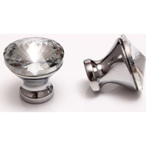 136pcs/lot) 30MM Diamond Pointy Shape Crystal Glass Cabinet Knob Cupboard Drawer Pull
