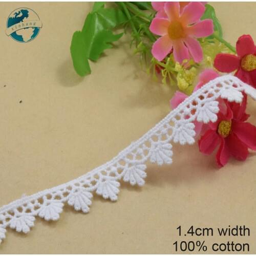 15yards 1.4cm wide white cotton embroidery lace ribbon trim DIY wedding lace garment Accessories african doll lace applique#3208