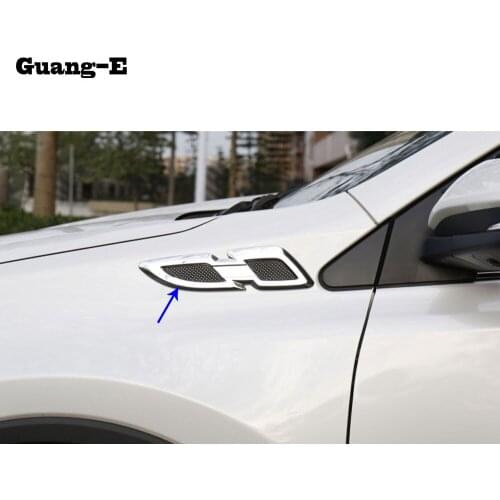 For Toyota RAV4 2016 2017 2018 car cover detector ABS chrome Front Side Foliage Leaf Fender Vent Air Outlet lamp trim 2pcs