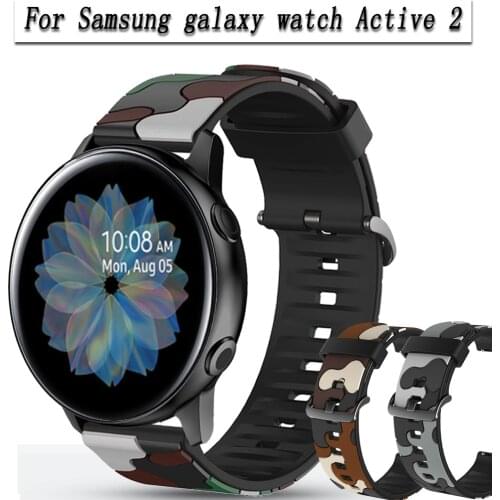 20mm Watch strap For Samsung galaxy watch Active 2 40mm 44mm band Sport Active2 Wristband bracelet Camouflage Pattern Watchband