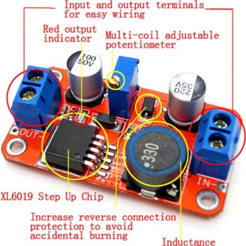 3.3V-35V To 5V 6V 9V 12V 24V 5A DC-DC Step Up Power Module Boost Volt Converter 1Pcs