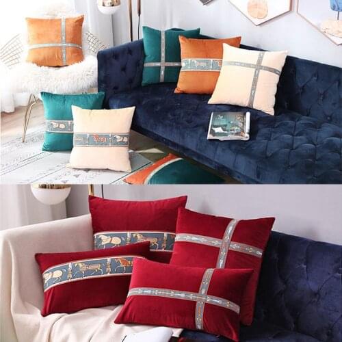 30x50/45x45cm Velvet Embroidery Sofa Cushion Cover Stitching Jacquard Throw Pillow Case Decor Home Office Hotel Pillow Cover