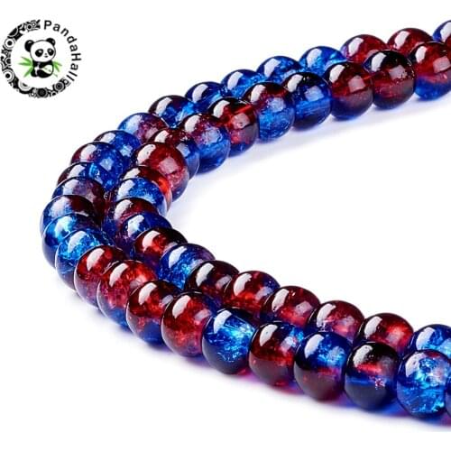 4/6/8/10mm Crackle Glass Beads Strands Round Beads for Jewelry Making DIY hole: 1.3~1.6mm, 31.4"