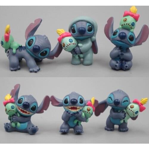 6 Pcs/set Disney Lilo y Stitch classic Doll Model toys Cartoon Anime Figure Stitch Cake Accessories Kids Collection Toys Gifts