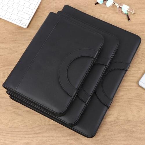A4 B5 A5 PU Leather Padfolio Business Contract Document Bag manager bag with Notebook calculator ring binder handles 1317B
