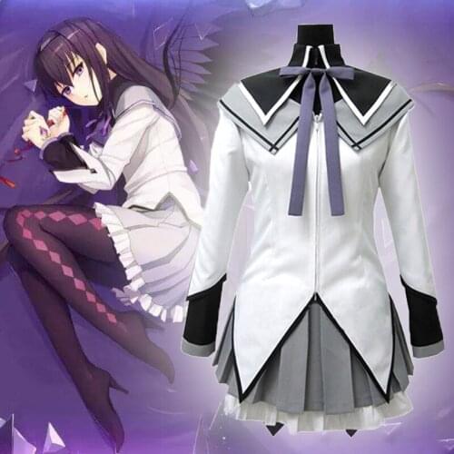 Anime Puella Magi Madoka Magica Cosplay costumes Akemi Homura Cosplay Costumes Dresses clothes School uniforms suits Sailor Cute