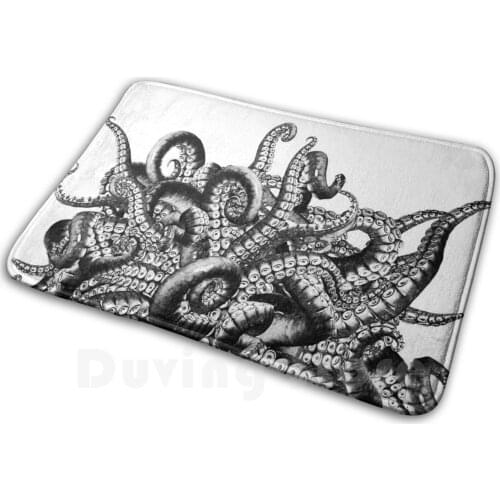 Suckers In Ink ~ Asymmetry Mat Rug Carpet Anti-Slip Floor Mats Bedroom Tentacle Worm Tentacles Worms Octopus Squid Cephalopod