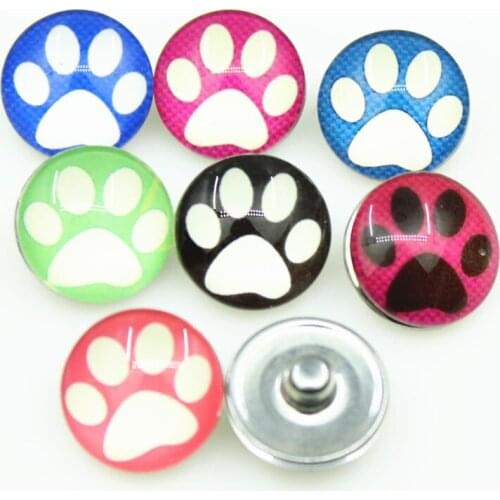 Animals Pet Paw Cat&Dog 20pcs/lot Snap Buttons fit 18mm Ginger Button Snap Bracelet&Bangles Letters DIY Snap Jewelry Charms