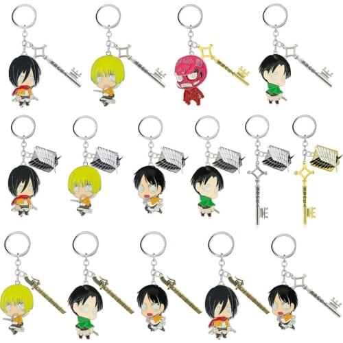 Attack on Titan Anime Keychain Wings of Freedom Metal Pendant Cosplay Keyring Eren Key Shingeki No Kyojin Keychains Key Holder
