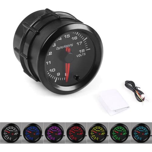 Dynoracing 2" 52mm 7 Colors changeful Backlight Volt Gauge High Speed Stepper Motor With Sensor Car Meter TT101492