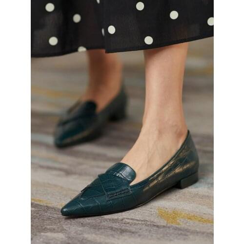 EshtonShero Shoes Women Genuine Leather Flats Female Summer Shoes Classic Womens Loafers Casual Leather Shoes Pointed Toe Flats