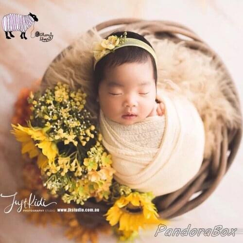 Simulation Sunflower Newborn Photography Props Baby Photo Shoot Flower Backdrop bebe fotoshooting Accessory Baby foto Background