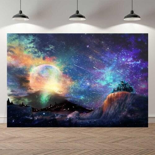 Seekpro Happy Halloween Birthday Star Ghost Pumpkin Zombie Castle Witch Photo Backdrop Photography Background Bat Moon Night