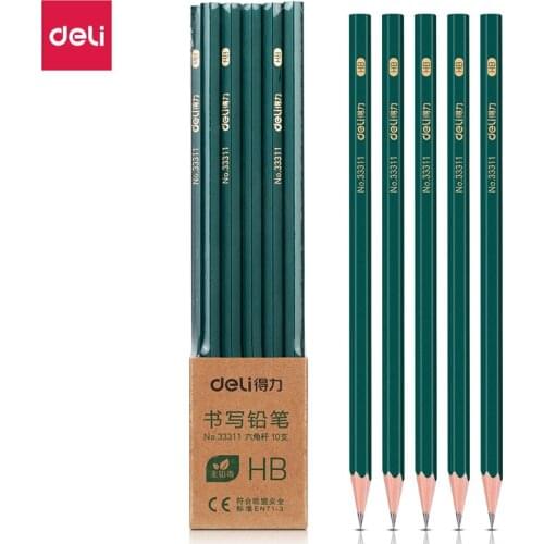 Deli 10pc/Lot Wooden Lead Pencil 2B/HB/2H Lapices Drawing Pencils School Student Pens Art Stationery Supplies with Sharpener