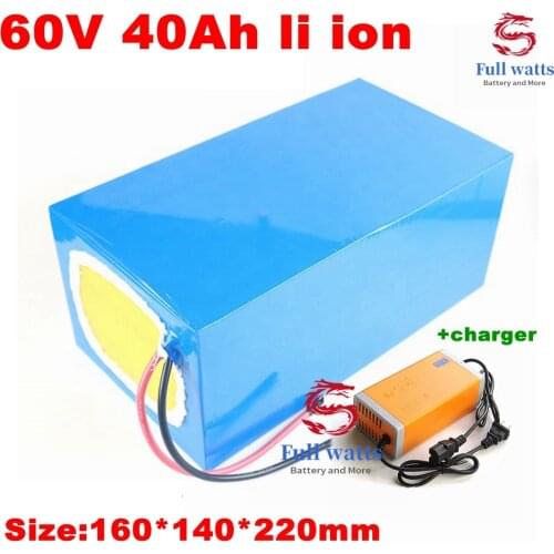 60v 40ah li-ion battery pack with BMS 60v 40ah lithium for 3000w e-bike scooter bicycle motorcycle vehicle + 5A charger