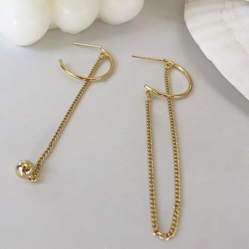 DAVINI Copper Chain Drop Earrings Large Circle Hoops Shape Statement Earrings For Women Line Earring Fashion Jewelry MG333