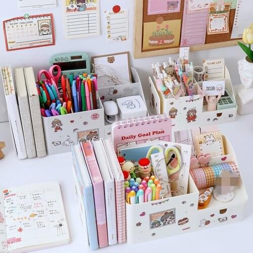 Multifunctional plastic book stand Pen holder Desk Organizer pencil Storage Holder Sundries Drawer Box Office School Stationery