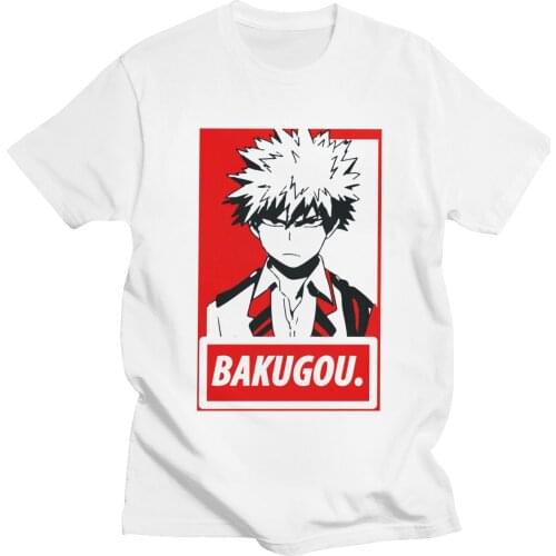 Fashion Katsuki Bakugo Tshirt Men My Hero Academia T Shirt Funky Cotton Short Sleeves Japanese Animation Tee Shirt Hot Sale Tops