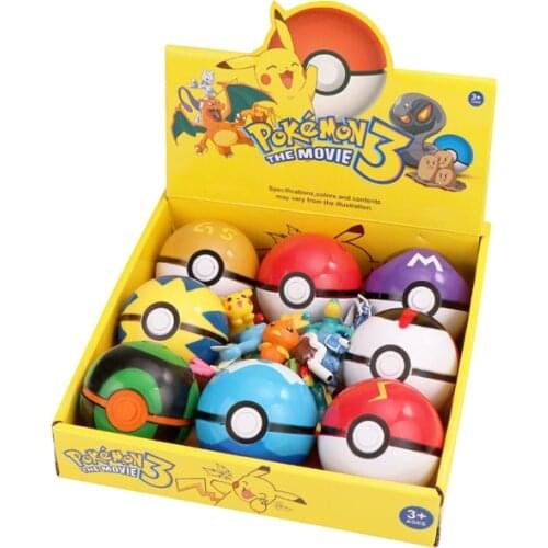 8/12 pcs Pokemon Pokeball Set 7cm Action figure Pikachu Model Toys Anime Pokemon Go Monster Poke Balls Figurine