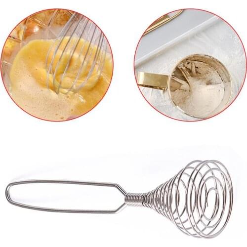 Stainless Steal Spring Egg Whisk Handheld Coil Egg Beater Elastic Spiral Cooking Tool