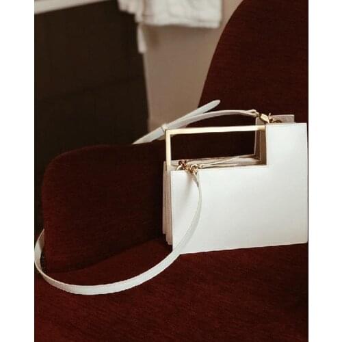 2021 New Trend Foreign Style Metal Pole Organ Bag Portable Womens Single Shoulder Messenger Bag Small Square bag