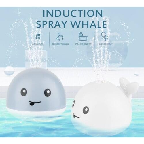 New Baby Bath Toy Shower Bathing Water Spray Toy Cartoon Whale Electric Induction Sprinkler Music Music Colorful Light Water Toy