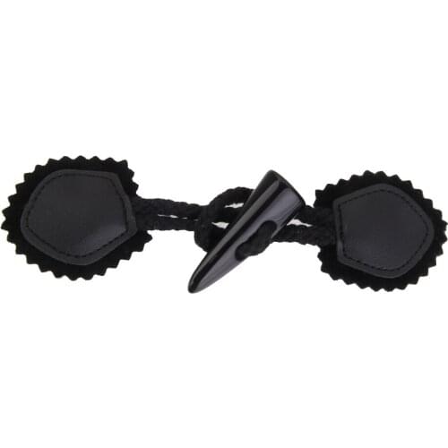 Pair Black Loop Toggle Duffle Coat Button Fastener Sewing Crafts Supply 17cm