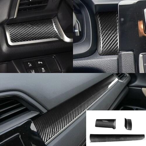 Fit For Honda Civic 10th Gen 2016-2020 Real Carbon Fiber Interior Center Console Set Decorative Strip Car Accessories