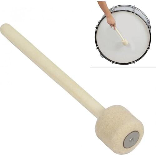 Durable Bass Drum Wooden Drumsticks Wool Felt Head Log Snare Drum Stick