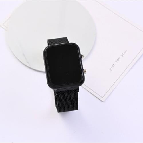 Relogio New Fashion Mens LED Watch Stainless Steel Mesh Strap Luminous Wristwatch With Magnet Buckle Lady Reloj Mujer