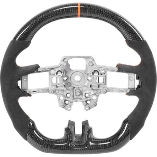Steering Wheel Suede W/Orange Stitching 12 O-Clock Ring Carbon Fiber Fit for Ford Mustang EcoBoost/GT/Shelby GT350