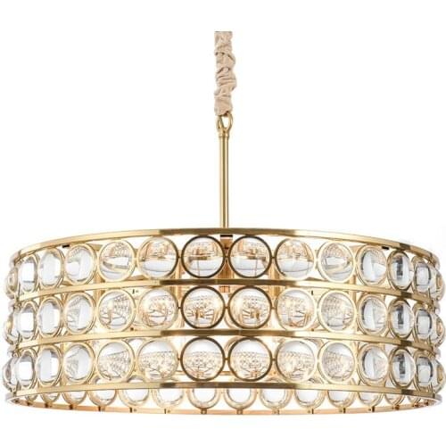 Modern Crystal Chandelier Convex Mirror Glass Round Suspension Pendant Light Designer Restaurant Bedroom Decor Lighting PA0125