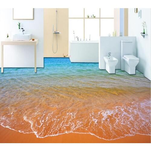 Modern Custom 3D floor mural Beach floor non-slip waterproof self-adhesive PVC Wallpaper