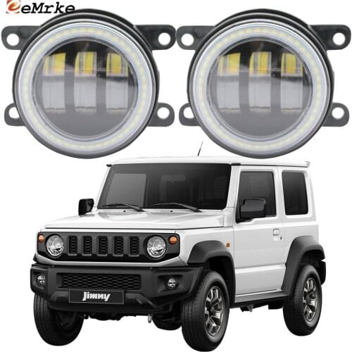 2PCS Led Angel Eye DRL for Suzuki Jimny JB64 JB74 2018 2019 2020 LED Fog Lights Lamp 2-Colors Lens Daytime Running Light 12V