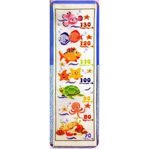 Top Quality Beautiful Lovely Counted Cross Stitch Kit Height Chart Measure Tropical Fish tortoise Animals Free Shipping