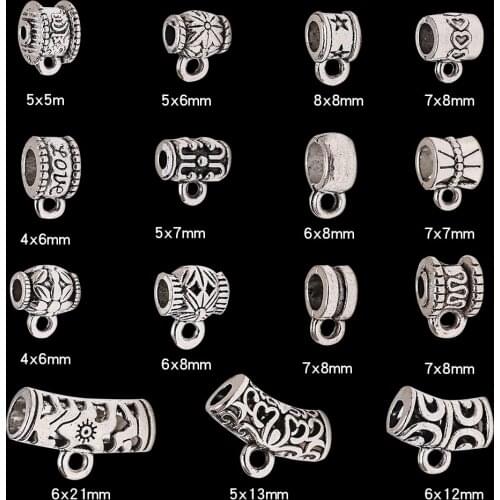 30pc/lot Metal Pendant Spacer Tube Beads Handmade Mixed Antique Charms Bail Beads For Women Jewelry DIY Making Necklace Bracelet