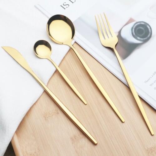 4Pcs Western Colorful Dinnerware Set Stainless Steel Cutlery Dinner Set Knife Fork Coffee Spoon Silverware Kitchen Tableware Set