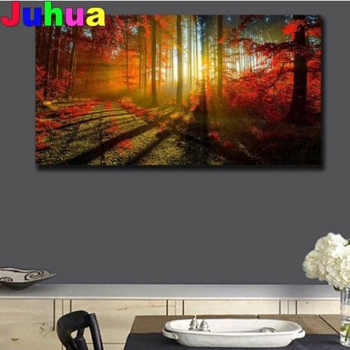 Red autumn landscape Diamond Painting Full Square Round Drill Painting 5d Embroidery large Size Picture for living room Decor