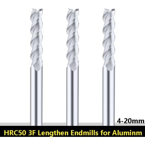 BEYOND 1pcs 3 Flute Solid Cabride End Mills for Aluminum Tungsten Steel 4mm 6mm 10mm 12mm Extended Milling Cutters CNC Cutting