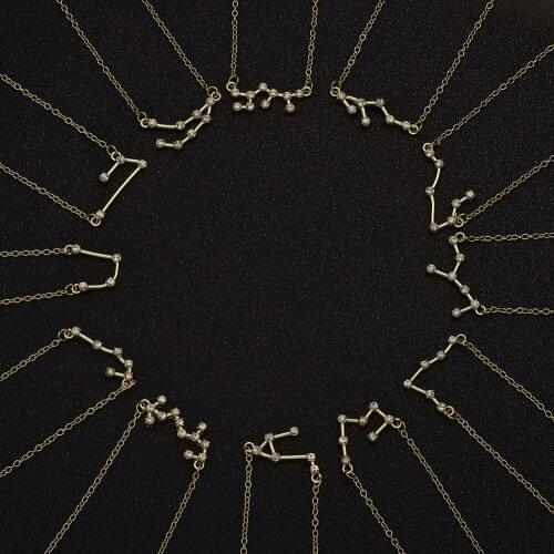 3 PCS/Set 12 Horoscope Zodiac Sign Gold Pendant Necklace For Women 12 Constellation Chain Choker Birthday Jewelry Gift