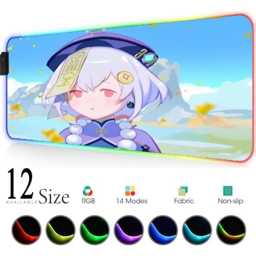 Genshin Impact Gaming Mouse Xxl Laptop Gamer Desk Pad Slipmat Rgb Mat for Keyboards Mat on Desk Play Mat Anime Led Mouse Pad Big
