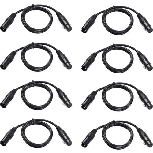 8pcs 3.3 feet/1 meters DMX Stage Light Cable Wires with 3-Pin Signal XLR Male to Female Connection for Moving Head Light Par