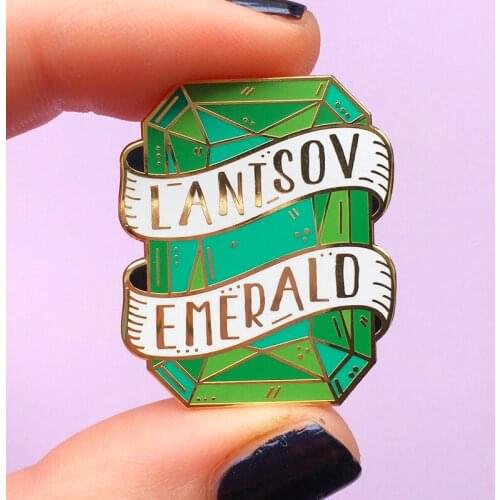 Lantsov Emerald Enamel Brooch Pin Backpack Hat Bag Collar Lapel Pins Badges Women Mens Fashion Jewelry Accessories