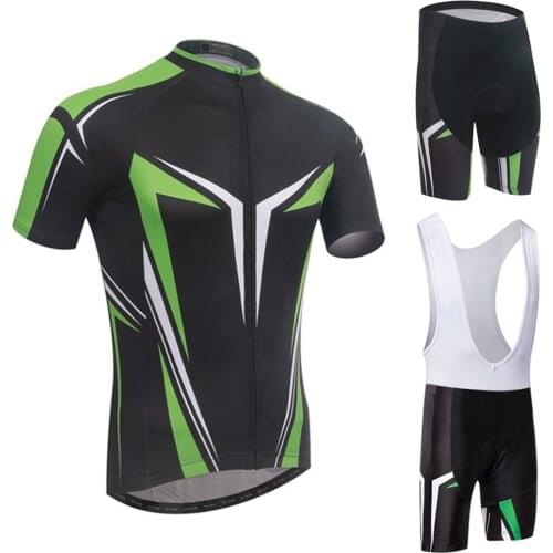 Summer Men Green Cycling Sportwears Suit Male Breathable Riding Suit Outdoor Sports Running Clothes Mountain Bike Riding Suit