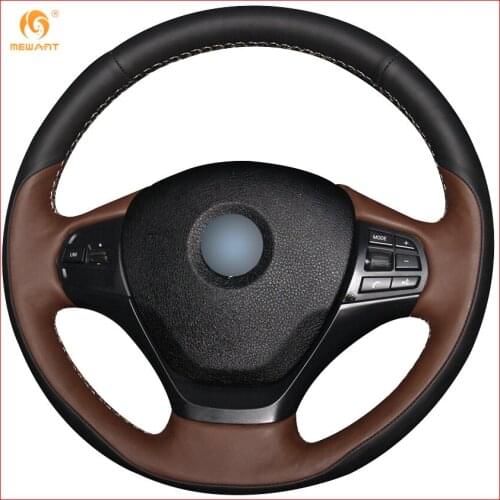 MEWANT Black Coffee Genuine Leather Car Steering Wheel Cover for BMW F30 316i 320i 328i Interior Accessories Parts